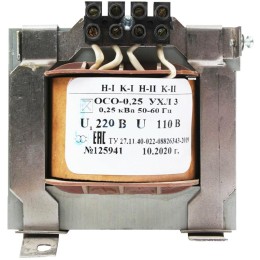Трансформатор ОСО-0.25 УХЛ3 220/12-24-36-42-110. IP00 Электротехник ET014066