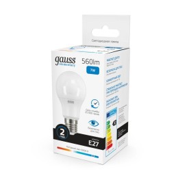 Лампа светодиодная Elementary 7Вт A60 грушевидная 6500К холод. бел. E27 560лм GAUSS 23237A