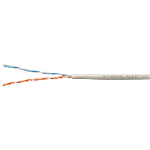 Кабель витая пара U/UTP кат.5E 2х2х24AWG solid PVC нг(А)-LS UTP-2P-Cat.5e-SOLID-GY сер. (уп.305м) Ca