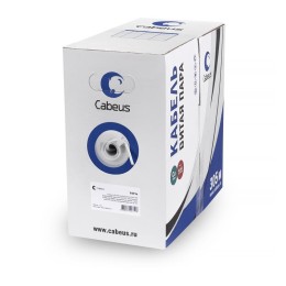 Кабель витая пара U/UTP кат.5E 1х2х24AWG solid PVC нг(А)-LS UTP-1P-Cat.5e-SOLID сер. (уп.500м) Cabeu
