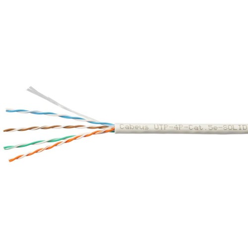 Кабель витая пара U/UTP кат.5E 4х2х24AWG solid PVC нг(А)-LS UTP-4P-Cat.5e-SOLID-GY-LIGHT сер. (уп.30