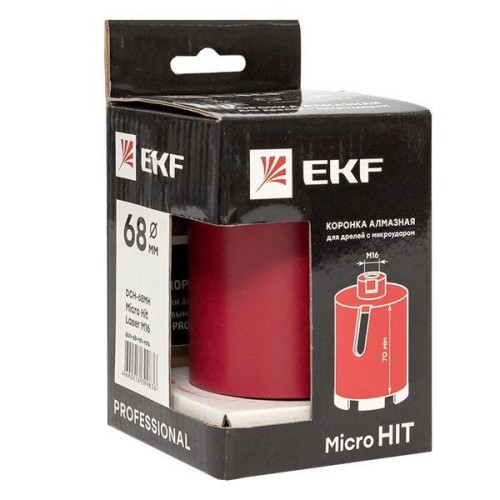 Коронка алмазная для дрелей с микроударом DCH-68MH Micro Hit Laser M16 Professional EKF dch-68-mh-m1