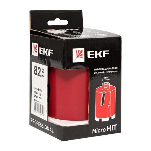 Коронка алмазная для дрелей с микроударом DCH-82MH Micro Hit Laser M16 Professional EKF dch-82-mh-m1