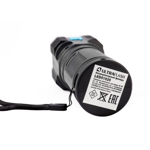 Фонарь аккумуляторный LED51525 4В 4LED+COB 3Вт 4 реж. Micro USB черн. (бокс) Ultraflash 15195