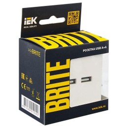 Розетка BRITE USB A+A 3.1А РЮ10-1-БрЖ механизм жемчуж. IEK BR-U21-D31-K36