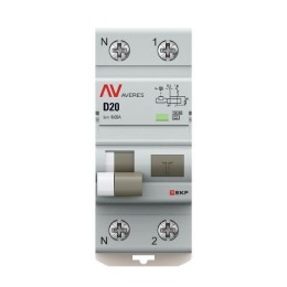Выключатель автоматический дифференциального тока 2п (1P+N) D 20А 30мА тип A 10кА DVA-10 AVERES EKF
