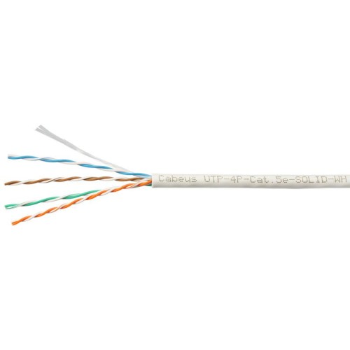 Кабель витая пара U/UTP кат.5E 4х2х24AWG solid PVC нг(А)-LS UTP-4P-Cat.5e-SOLID-WH бел. (уп.305м) Ca