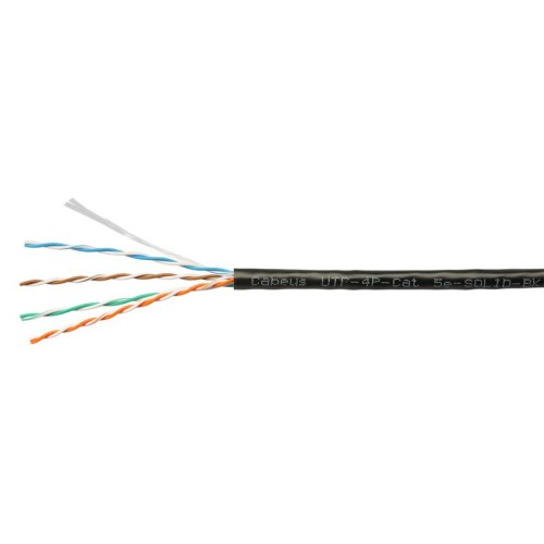 Кабель витая пара U/UTP кат.5E 4х2х24AWG solid PVC нг(А)-LS UTP-4P-Cat.5e-SOLID-BK черн. (уп.305м) C
