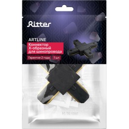 Коннектор трековый для соединения шинопровода Х-образн. жесткий ARTLINE пластик/медь черн. Ritter 59