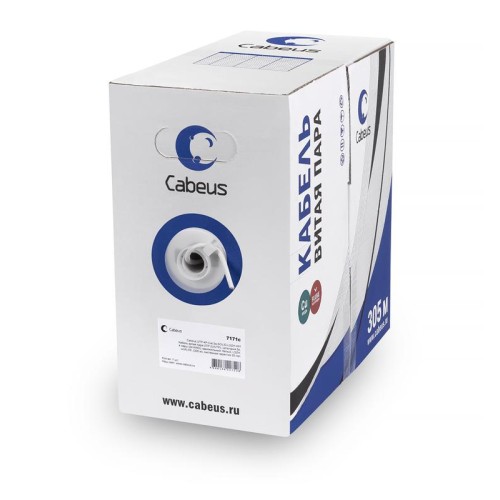 Кабель витая пара U/UTP кат.5E 4х2х24AWG solid PVC нг(А)-LS UTP-4P-Cat.5e-SOLID-GY сер. (уп.305м) Ca