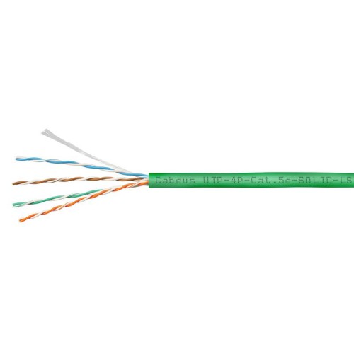 Кабель витая пара U/UTP кат.5E 4х2х24AWG solid LSZH нг(А)-HF UTP-4P-Cat.5e-SOLID-LSZH-GN зел. (уп.30