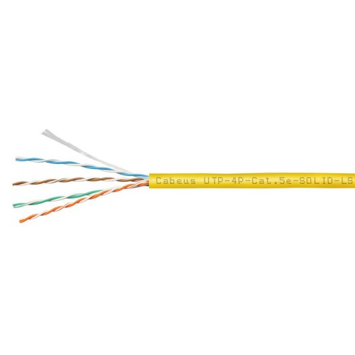 Кабель витая пара U/UTP кат.5E 4х2х24AWG solid LSZH нг(А)-HF UTP-4P-Cat.5e-SOLID-LSZH-YL желт. (уп.3