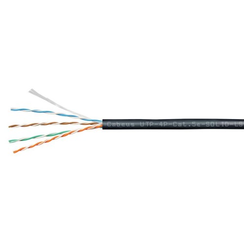 Кабель витая пара U/UTP кат.5E 4х2х24AWG solid LSZH нг(А)-HF UTP-4P-Cat.5e-SOLID-LSZH-BK черн. (уп.3
