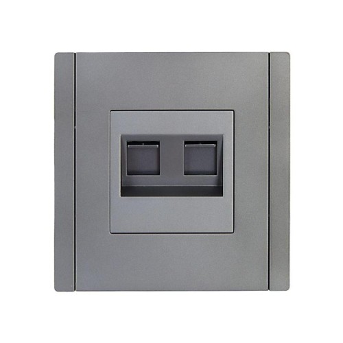 Розетка компьютерная 2-м RJ45 кат.6 FORTE&PIANO FP534 сталь IEK FP-K20-2-K46