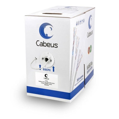 Кабель витая пара U/UTP кат.6 4х2х23AWG solid PVC нг(А)-LS UTP-4P-Cat.6-SOLID-GY сер. (уп.305м) Cabe