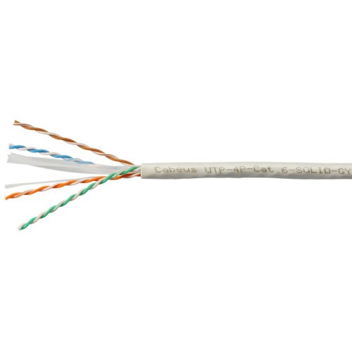 Кабель витая пара U/UTP кат.6 4х2х23AWG solid PVC нг(А)-LS UTP-4P-Cat.6-SOLID-GY сер. (уп.305м) Cabe