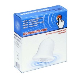 Звонок проводной Колокольчик колокольный звон с кнопкой и проводом 3ААх1.5В 80-90дБА бел. Тритон КЛ-