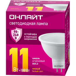 Лампа светодиодная 90 549 OLL-MR16-11-230-3К-GU5.3 PRO 90-240В ОНЛАЙТ 90549
