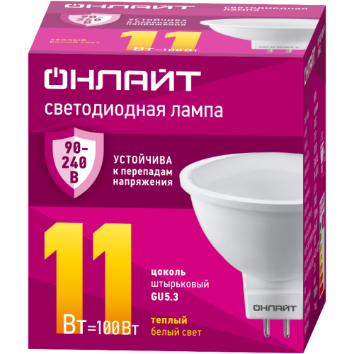 Лампа светодиодная 90 549 OLL-MR16-11-230-3К-GU5.3 PRO 90-240В ОНЛАЙТ 90549