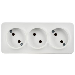 Розетка 3-м ОП GLORY РС23-2-ХБм 10А без заземл. без защ. шторок бел. матов. IEK ERH30-K01M-10