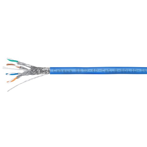 Кабель витая пара S/FTP кат.8 4х2х23AWG solid LSZH нг(А)-HF SSTP-4P-Cat.8-SOLID-IN-LSZH-BL-100 (уп.1