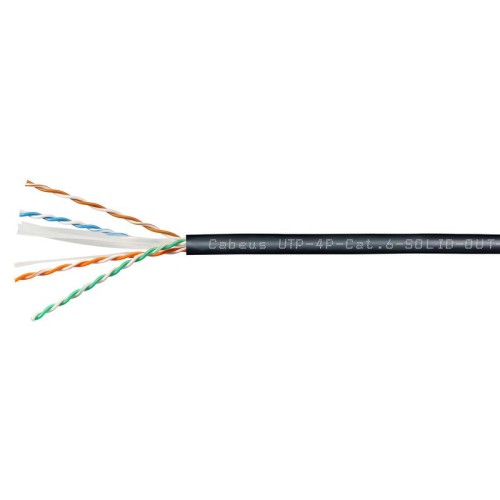 Кабель витая пара U/UTP кат.6 4х2х23AWG solid LSZH-UV OUTDOOR UTP-4P-Cat.6-SOLID-OUT-LSZH-UV черн. (