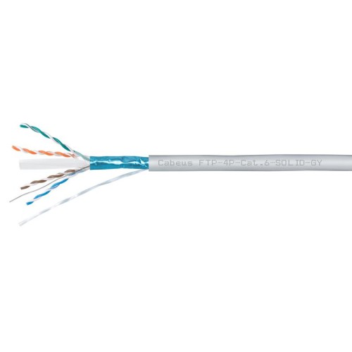 Кабель витая пара F/UTP кат.6 4х2х23AWG solid PVC нг(А)-LS FTP-4P-Cat.6-SOLID-GY сер. (уп.305м) Cabe