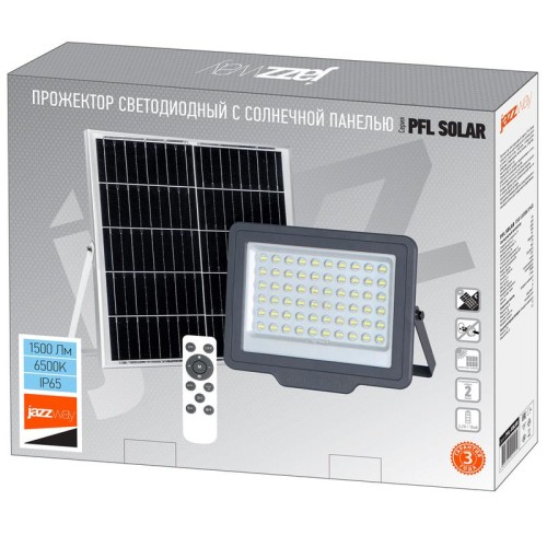 Прожектор светодиодный PFL SOLAR 150 6500К IP65 ДО с солнечн. панелью и пультом в компл. Pro JazzWay