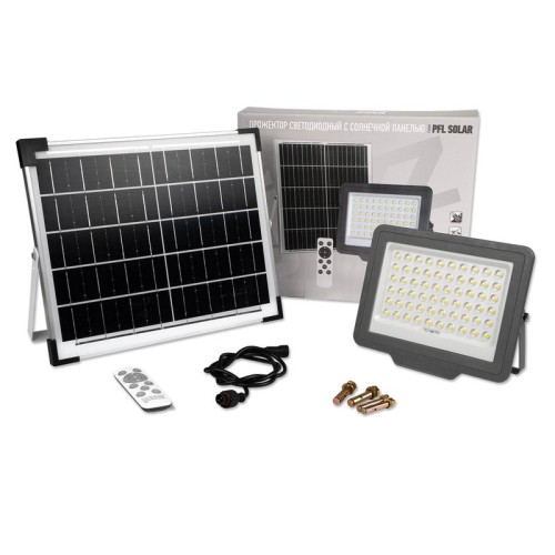 Прожектор светодиодный PFL SOLAR 150 6500К IP65 ДО с солнечн. панелью и пультом в компл. Pro JazzWay