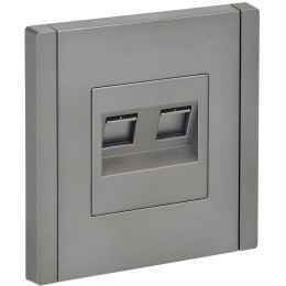 Розетка 2-м RJ11+RJ45 кат.5E FORTE&PIANO FP535 сталь IEK FP-KT20-O-1-K46