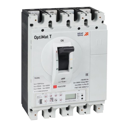 Выключатель автоматический с блоком защиты от токов утечки OptiMat T630S-RCA ETN 630A 4P КЭАЗ 357102