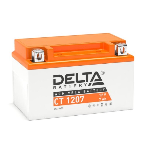 Аккумулятор стартерный 12В 7А.ч CT 1207 Delta 3401010030008