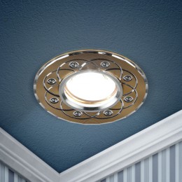 ЭРА KL40 SL/GD/1 Светильник Светильник литой "алюминевый " MR16,12V/220V, 50W золото/серебро (
