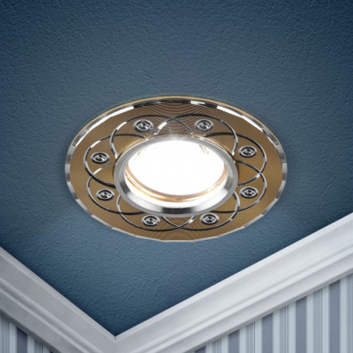ЭРА KL40 SL/GD/1 Светильник Светильник литой "алюминевый " MR16,12V/220V, 50W золото/серебро (