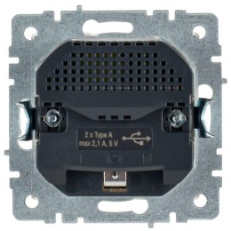 Розетка BRITE РЮш10-1-БрБ 16А с USB A+A 2.1А с заземл. защ. шторки механизм бел. IEK BR-R14-16-U21-D