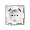 Розетка BRITE РЮш10-2-БрБ 16А с USB A+A 3.1А с заземл. защ. шторки механизм бел. IEK BR-R14-16-U21-D