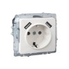 Розетка BRITE РЮш10-2-БрБ 16А с USB A+A 3.1А с заземл. защ. шторки механизм бел. IEK BR-R14-16-U21-D