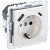 Розетка BRITE РЮш11-1-БрБ 16А с USB A+C 18Вт с заземл. защ. шторки механизм бел. IEK BR-R14-16-U22-0