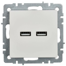 Розетка BRITE USB A+A 3.1А РЮ10-1-БрБ механизм бел. IEK BR-U21-D31-K01