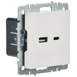 Розетка BRITE USB A+C 18Вт РЮ11-1-БрБ механизм бел. IEK BR-U22-018-K01