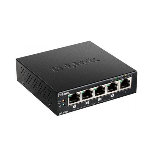 Коммутатор неуправляемый DES-1005P/B1A с 5 портами 10/100Base-TX энергосбережение и поддержка QoS D-
