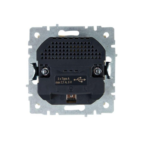 Розетка BRITE РЮш10-1-БрКр 16А с USB A+A 2.1А с заземл. защ. шторки механизм беж. IEK BR-R14-16-U21-