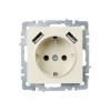 Розетка BRITE РЮш10-1-БрКр 16А с USB A+A 2.1А с заземл. защ. шторки механизм беж. IEK BR-R14-16-U21-