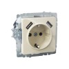 Розетка BRITE РЮш10-1-БрКр 16А с USB A+A 2.1А с заземл. защ. шторки механизм беж. IEK BR-R14-16-U21-