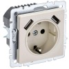 Розетка BRITE РЮш10-2-БрКр 16А с USB A+A 3.1А с заземл. защ. шторки механизм беж. IEK BR-R14-16-U21-