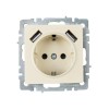 Розетка BRITE РЮш10-2-БрКр 16А с USB A+A 3.1А с заземл. защ. шторки механизм беж. IEK BR-R14-16-U21-