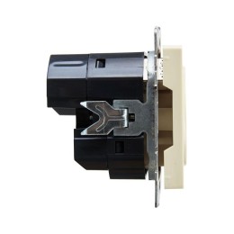 Розетка BRITE РЮш10-2-БрКр 16А с USB A+A 3.1А с заземл. защ. шторки механизм беж. IEK BR-R14-16-U21-