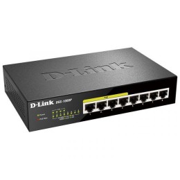 Коммутатор неуправляемый DGS-1008P/E1 с 8 портами 10/100/1000Base-T энергосбережение и поддержка QoS