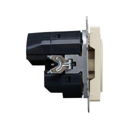 Розетка BRITE РЮш11-1-БрКр 16А с USB A+C 18Вт с заземл. защ. шторки механизм беж. IEK BR-R14-16-U22-