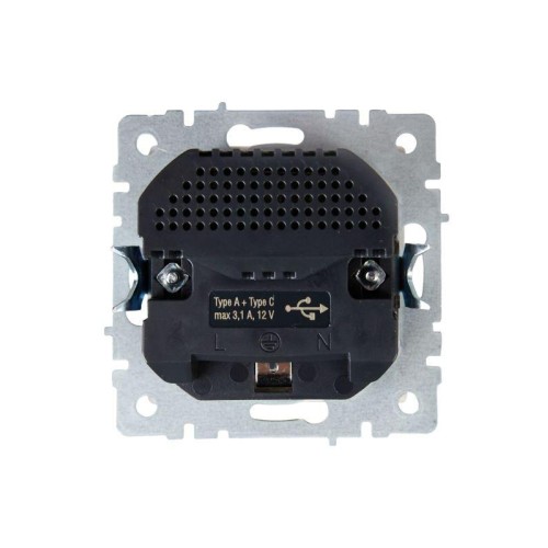 Розетка BRITE РЮш11-1-БрКр 16А с USB A+C 18Вт с заземл. защ. шторки механизм беж. IEK BR-R14-16-U22-